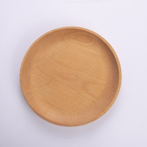 Assiette ronde en bois de hêtre de 19 cm - Plat à salade et à dessert en bois massif naturel - Plateau de service durable pour la cuisine - Product Image 3