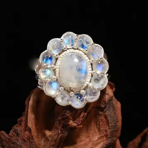 Arco Iris piedra lunar piedra diseño único 925 anillo de plata esterlina mejor boda romántica fiesta aniversario regalo para mujeres - Product Image 1