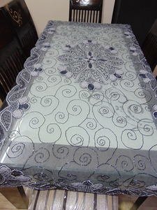 Lujosa decoración personalizada para el hogar, cubierta para mesa de comedor, mantel rectangular, tela de red, bordado, mantel de boda, superposiciones - Product Image 3