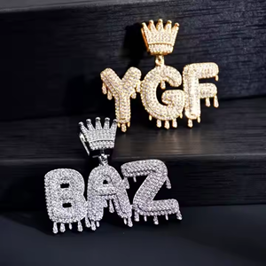 Hip Hop estilo personalizado colgante Iced Out logo nombre colgante Moissanite diamante 925 plata esterlina diseño de moda para hombres collar - Product Image 3