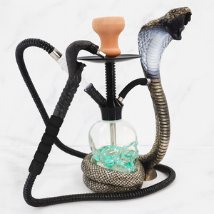 Cachimba de Lujo Portátil con Base de Vidrio y Cuerpo de Resina con Diseño Único de Cobra, Cachimbas de Primera Calidad - Product Image 1