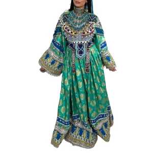 Afghani ชุดเดรส kuchi วินเทจสำหรับผู้หญิงขนาดพลัสไซส์ทำด้วยมืองานปะติดพื้นแบบเรียบ - Product Image 1