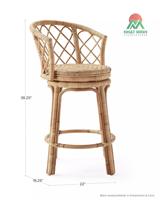 Tabouret de bar en rotin en forme de T, assise en rotin PE, pour balcon, bar, hauteur 79 cm, tabouret de patio, tabouret de bar, artisanat au Vietnam