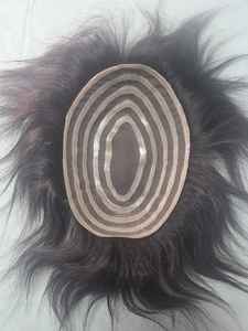 Peluca de Encaje PU para Hombre, Prótesis Capilar de Cabello Remy Indio con Ondas Naturales y Estilos Lacio Rizado, Peso 40-80g - Product Image 2