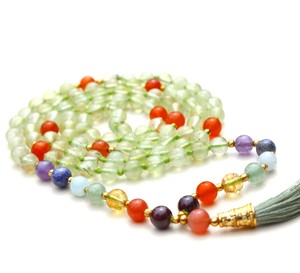 Comprar joyería de Yoga de Chakra de Grado Superior 7 108 cuentas de Mala anudadas Pulsera de Prehnita collares de cuentas de artista indio hechos a mano perla principal - Product Image 1