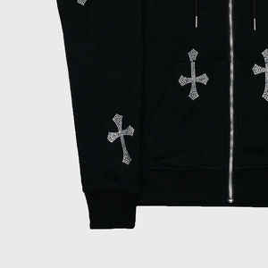 Haute Qualité Polaire Coton Nouvelle Tendance Design Strass À Capuche Sur Mesure Zip Up Hommes Strass Hoodies & Sweatshirts - Product Image 4