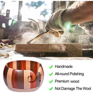 Bol de fil tendance en bois fabriqué à la main support élégant idéal pour exposer le fil et améliorer le décor de l'espace artisanal moderne - Product Image 5