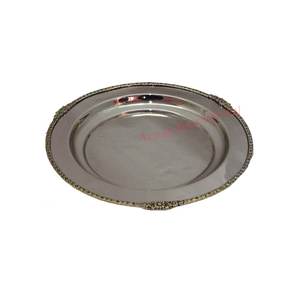 Plateau de service en laiton fait main, écologique, motif floral, avec emballage personnalisé, fabriqué en Inde pour restaurants et hôtels – Vente chaude - Product Image 5