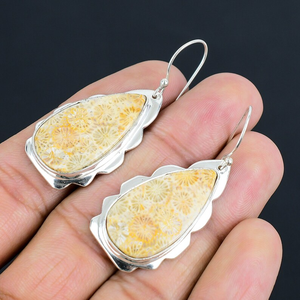 ต่างหูพลอยปะการังเงินสเตอร์ลิง925ต่างหูแบบฝรั่งเศสต่างหูแบบห้อยต่างหูเงินสำหรับผู้หญิงและเด็กผู้หญิงขายส่ง - Product Image 3