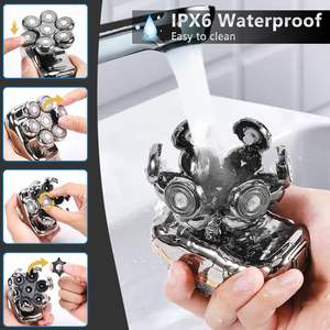 Afeitadora Eléctrica Rotatoria Inalámbrica para Cabeza, Kit de Aseo Húmedo/Seco para Hombres Calvos, Cortapelos IPX7, Recortador de Nariz y Barba para Rostro - Product Image 5