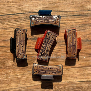 Pinza de pelo de cuero con herramientas occidentales, pinza de pelo de vaquera occidental, pinza de garra de cuero con herramientas de piel de vaca, accesorios para el cabello tallados para mujer - Product Image 2