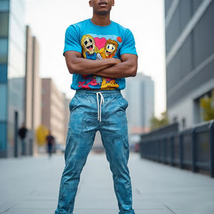 Camiseta de pantalón de sublimación para correr para hombre, conjunto de dos piezas, camiseta de sublimación de algodón 100% para hombre, Conjunto de pijama para hombre - Product Image 2