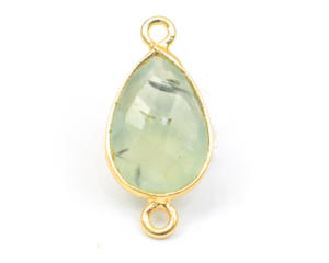 Piedra preciosa natural con conector de bisel de piedra de corte facetado de doble fianza con forma de pera hecha a mano chapada en oro de 18 quilates - Product Image 4