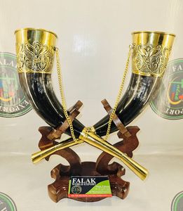 Diseño de lujo Cuerno para beber de la mejor calidad con soporte de madera Cuerno de buey Jarra vikinga Acabado pulido Artículo Cuerno de Búfalo de buey por FWE - Product Image 1