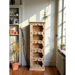 Étagère à livres en bois rustique pour la maison, le bureau, le salon, la chambre, l'école, l'hôtel avec une construction métallique durable, bibliothèque, armoire - Product Image 2