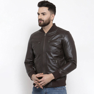 Premium Leather <b>Jacket</b> Men Winter Soft Touch Durable Stand Front Logo High Standard Modern Casual Outerwear High Street - Product Image 3