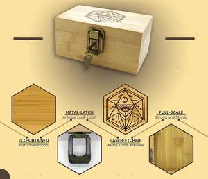 Vintage <b>Lockable</b> Bamboo Storage <b>Box</b> with Lid <b>Small</b> Decorative Wooden Keepsake Memory Bin for Gift Storage Boxes & Bins - Product Image 2