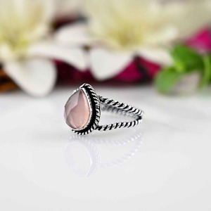 <b>Rose</b> <b>Quartz</b> Gemstone <b>Ring</b> Jewelry for Women Silver Boho Style Jewelry 925 Sterling Silver Trending Handmade <b>Ring</b> Gift for Her - Product Image 2