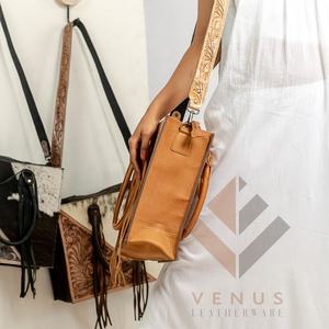 Sac à main en cuir véritable fourre-tout à franges Logo personnalisé Style occidental du Sud sac à main pour femme résistant à l'eau été automne - Product Image 3