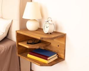 KALATRI-Mesita de noche flotante de pared hecha a mano, muebles de dormitorio modernos de madera, almacenamiento ecológico, sala de estar, apartamento - Product Image 2