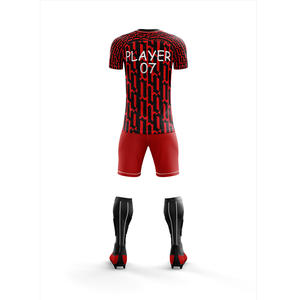 Ensemble de maillot et short de football personnalisé pour homme, imprimé par transfert thermique, 100% polyester, écologique, séchage rapide, extensible, uniforme de football - Product Image 3