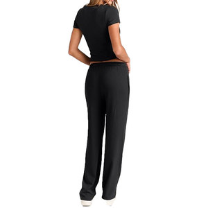 Ensemble de survêtement pour femme OEM, haut court d'hiver et pantalon de survêtement, 2 pièces, jogging, sport, décontracté, manches longues, cordon de serrage, écologique - Product Image 4