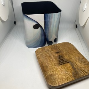 Household Wedding Used Customized Meta Unique Printed Design Luxury <b>Empty</b> Iron Candle <b>Jars</b> with Wooden Lid - Product Image 4