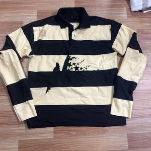 Camiseta de Rugby de Manga Larga para Hombre, 100% Algodón, Tejido Grueso de Alta Densidad, Diseño de Paneles con Costuras de Doble Color - Product Image 6