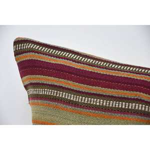 Alfombra de lana Kilim multicolor 16x36 pulgadas tejida patrón vintage almohada - Product Image 2