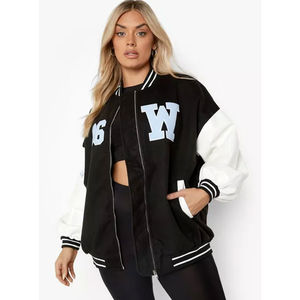 Chaqueta Universitaria Clásica de Lana Negra para Mujer, Modelo 2025, Relleno de Lana y Algodón, Transpirable, de Nailon - Product Image 3