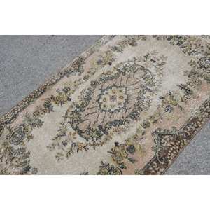 Tapis turc vintage Beige-Rose Patchwork plat tissage 3.8x6.9 pieds pour salon décor laine matériel avec support en latex 4m de largeur - Product Image 5