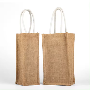 Venta al por mayor de bolsas de vino de yute hechas a mano ecológicas con asas, 4 botellas de capacidad para regalos globales, productos textiles y de cuero - Product Image 3