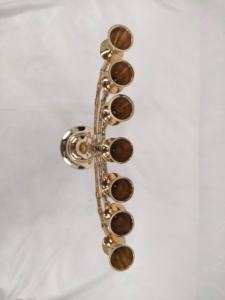 Handmade Flameless <b>Brass</b> Hanukkah Menorah <b>Candlestick</b> <b>Holder</b> Traditional Filigree Design Textured Classic Judaica Home - Product Image 6