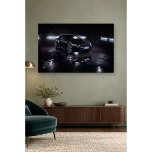 Fida BMW i8 sur un sol mouillé dans un hangar sombre, impression sur toile - Product Image 1
