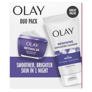 Paquete Doble Olay Retinol 24, Limpiador Exfoliante Renovador Sin Perfume 5.0 oz, Crema Hidratante Nocturna Sin Perfume 1.7 oz - Product Image 3