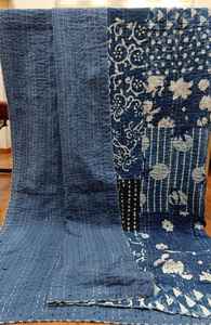 Sanvi K artesanías 100% algodón indio mano bloque acolchado Kantha cama cubierta Gudari Indigo Patchwork impreso 60 'x 90' para uso doméstico - Product Image 4