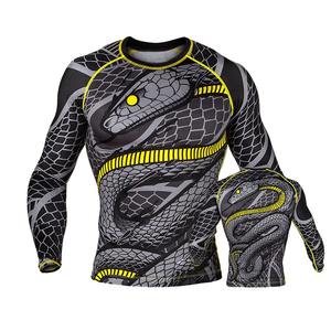 Wholesale Factory Price Men's Rash Guard Compression Shirts Long Sleeves Lightweight Breathable Fabric Quick Dry MMA Sport Style - Product Image 3