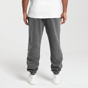 Pantalon de jogging ample et décontracté en molleton uni avec cordon de serrage, style streetwear, effet délavé, pour homme - Product Image 4
