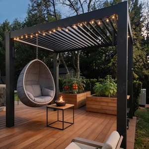 Gazebo BBQ con Tetto in Alluminio, Griglia in Acciaio Inox, Ripiano Laterale, Area Preparazione, Cucina <span class=keywords><strong>Esterna</strong></span>, Lavello, Armadietti Contenitori, Cappa di Ventilazione - Product Image 1