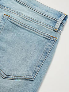 Pantalones Vaqueros de Mezclilla Transpirables para Hombre al por Mayor, Corte Regular, Hechos a Medida, Color Azul Hielo, Lavados - Product Image 4