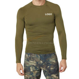 Camiseta transpirable de manga larga para hombre, camisa de protección contra erupciones, poliéster que absorbe la humedad, SPF 50 +, protección solar para entrenamientos de gimnasio - Product Image 1