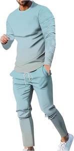 Survêtement à manches longues de couleur dégradée pour hommes de haute qualité personnalisé ensemble court décontracté 2 pièces pantalon de survêtement pour l'hiver grande taille - Product Image 3