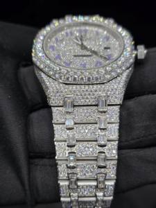 นาฬิกาหรูสำหรับผู้หญิงประดับเพชรโมอิสซาไนต์ 925 คุณภาพ VVS ผ่านการทดสอบเพชร 100% สไตล์ฮิปฮอป VVS1 เครื่องประดับสำหรับคนรักฮิปฮอป - Product Image 2