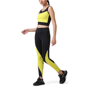 Conjunto de Leggings de Yoga con Cintura Elástica Sin Costuras y Logotipo Personalizado al por Mayor, Sujetador Deportivo con Espalda Cruzada, Conjunto de Dos Piezas para Correr, Ropa Deportiva para Gimnasio - Product Image 1