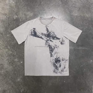 Camiseta personalizada Vintage para hombre DTG, camiseta Gráfica Impresa con lavado ácido, cuello redondo, ropa de calle informal de algodón, camiseta para hombre - Product Image 4