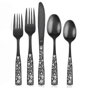 Juego de cubiertos de acero inoxidable chapados en Color plateado de 5 cubiertos con mango de mármol para cocina, mesa, café, ocasión, fiesta, uso en Hotel - Product Image 5