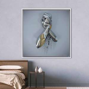 ผ้าใบศิลปะลายโลหะสมัยใหม่ - ดีไซน์ทันสมัย พิมพ์ลายตกแต่งผนัง กรอบสีขาว - Product Image 1