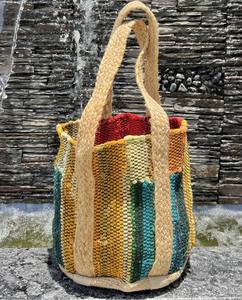 Sac à bandoulière pour femme en coton et jute tendance de haute qualité 2025, sac à main réutilisable personnalisé, style bohème - Product Image 5