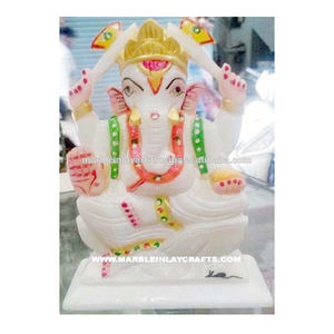 Estatua de Ganesha JI de mármol blanco italiano - Product Image 1