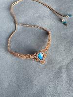 Collier Statement Populaire en Macramé avec Onyx Noir Naturel de 20 à 25 mm, Coupe Baguette Conique, Style Bohème Tendance, Unisexe, Cadeau d'Anniversaire